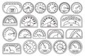 Speedometer vector Outline set icon. Vector illustration speed of car on white background . Outline set icon speedometer Royalty Free Stock Photo