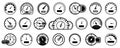 Speedometer vehicle icon collection. Set of car speedometer indicator icons Royalty Free Stock Photo