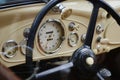 Speedometer in a vintage BMW with other indicators on board. Royalty Free Stock Photo