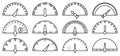 Speedometers and indicators line contour icon set Royalty Free Stock Photo