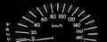 A speedometers of a modern cars with black background