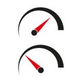 speedometers red arrow. Speed dial indicator. illustration. stock image.