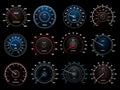 Speedometers, speed indicators, vector dashboard