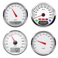 Speedometers and tachometers. Car dashboard gauges with chrome frame Royalty Free Stock Photo