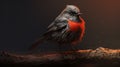 Speedpainting Of A Bold Character: Wooden Branch With Gray And Red Bird Royalty Free Stock Photo
