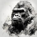 Speedpainting Gorilla Portrait In Black And Gray Royalty Free Stock Photo