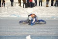 Speedway on ice, turn on a motorcycle