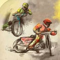 Speedway, motorcycle races - An hand drawn illustration