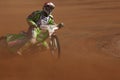 Speedway riders compete on track in Pardubice, Czech Republic.