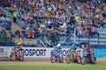 Speedway riders on the track