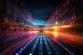 Speedy data journey A blurred road symbolizes swift information flow and visualization
