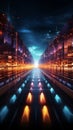 Speedy data journey A blurred road symbolizes swift information flow and visualization