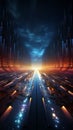 Speedy data journey A blurred road symbolizes swift information flow and visualization