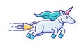 Speedy Flying Unicorn Icon, Swift Magic and Dynamic Fantasy, vector design Generative AI Royalty Free Stock Photo