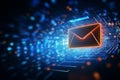 Speedy inbox Envelope email in an abstract backdrop of digital transformation