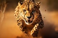 Speedy predator African cheetah in motion, showcasing wildlife athleticism