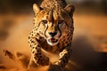 Speedy predator African cheetah in motion, showcasing wildlife athleticism