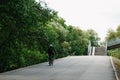 Speedy shadow - A cyclist at top speed on the triathlon race