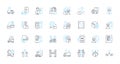 Speedy shipping linear icons set. Swift, Expedited, Fast, Quick, Rapid, Lightning, Velocity line vector and concept