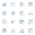 Speedy shipping linear icons set. Swift, Expedited, Fast, Quick, Rapid, Lightning, Velocity line vector and concept