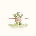Speedy turtle running to the finish line
