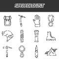 Speleologist icon set Royalty Free Stock Photo