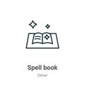 Spell book outline vector icon. Thin line black spell book icon, flat vector simple element illustration from editable other Royalty Free Stock Photo