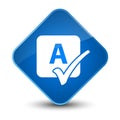 Spell check icon elegant blue diamond button Royalty Free Stock Photo