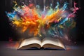 Spellbinding Open magic book colorful. Generate Ai Royalty Free Stock Photo