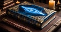 Blue Spellbook with Luminous Star Emblem