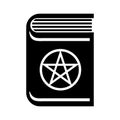 Spellbook Icon. Necronomicon icon. Halloween sticker. Cartoon illustration