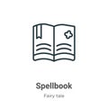 Spellbook outline vector icon. Thin line black spellbook icon, flat vector simple element illustration from editable fairy tale