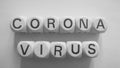 Spelling of corona virus using wooden dice Royalty Free Stock Photo