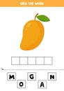 Spelling game for kids with cute cartoon mango.