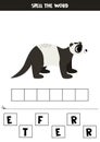 Spelling game for preschool kids. Cute cartoon ferret.
