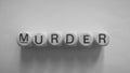 Spelling of murder using wooden dice Royalty Free Stock Photo