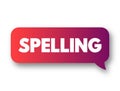 Spelling - set of conventions that regulate the way of using graphemes to represent a language in its written form, text concept Royalty Free Stock Photo