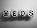 Word meds spelled on dice Royalty Free Stock Photo