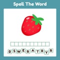 Spelling Word Scramble Game Template Strawberry.