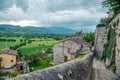 Traditional italian medieval alley and buildings in the historic center of beautiful town of Spello, in Umbria Region, Italy Royalty Free Stock Photo