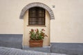 Spello, Perugia, Umbria, Italy. Typical alley with potted plants and flowers