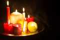 Spells omens and magic abstract background with candles in night Royalty Free Stock Photo