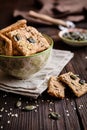 Spelt flour crackers with pumpkin, sunflower, sesame, flax and hemp seeds Royalty Free Stock Photo