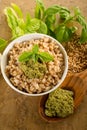 Spelt with pesto