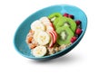 Spelt Porridge with Fruits in a Bowl on White Background