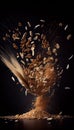 Spelt Seeds Creatively Falling-Dripping Flying or Splashing on Dark Background Generative AI Royalty Free Stock Photo