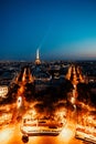 Beautiful view from the Arc de Triomphe in Paris Royalty Free Stock Photo