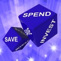 Spend, Save, Invest Dice Background Shows