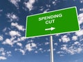 spending cut traffic sign on blue sky Royalty Free Stock Photo