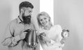 Spending good morning together. Electric kettle boils water very quickly. Prepare favourite drink in minutes. Modern Royalty Free Stock Photo